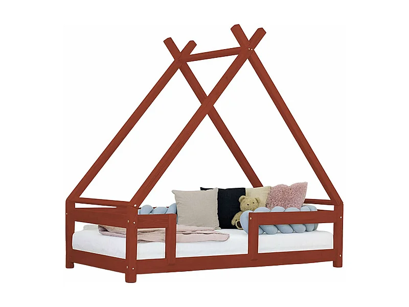 Lit cabane enfant TAHUKA 90 x 200 rose pastel