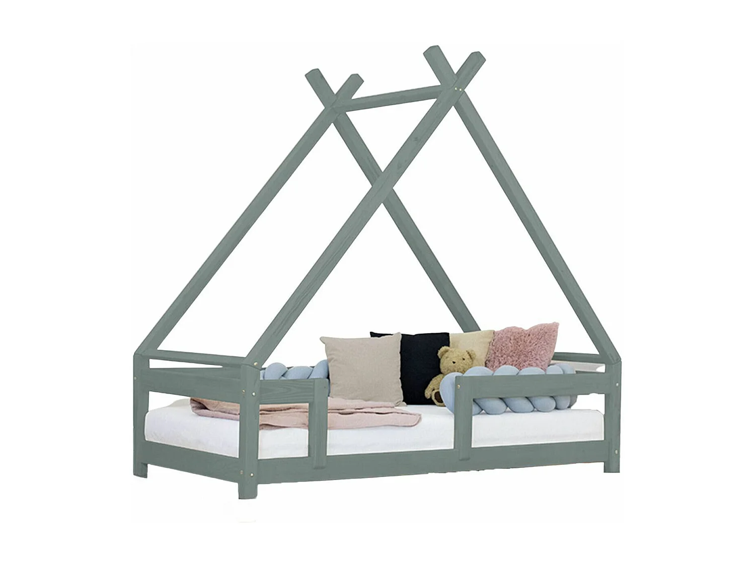 Lit cabane enfant TAHUKA 90 x 200 vert sauge