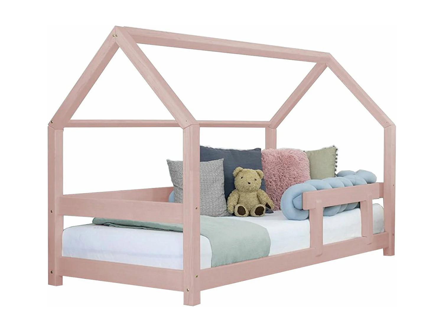 Lit cabane enfant TERY 70 x 160 rose pastel