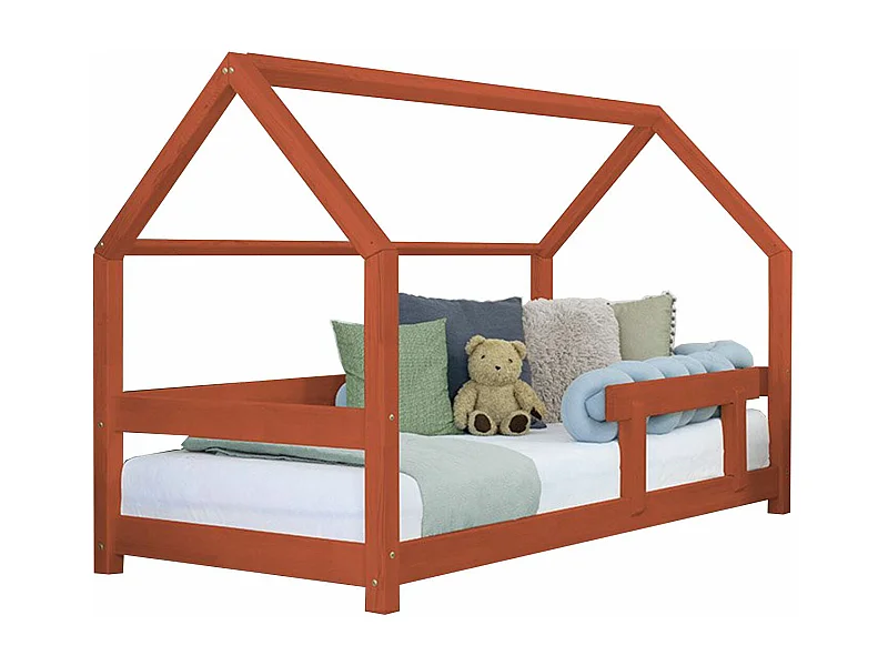 Lit cabane enfant TERY 90 x 200 rouge brique