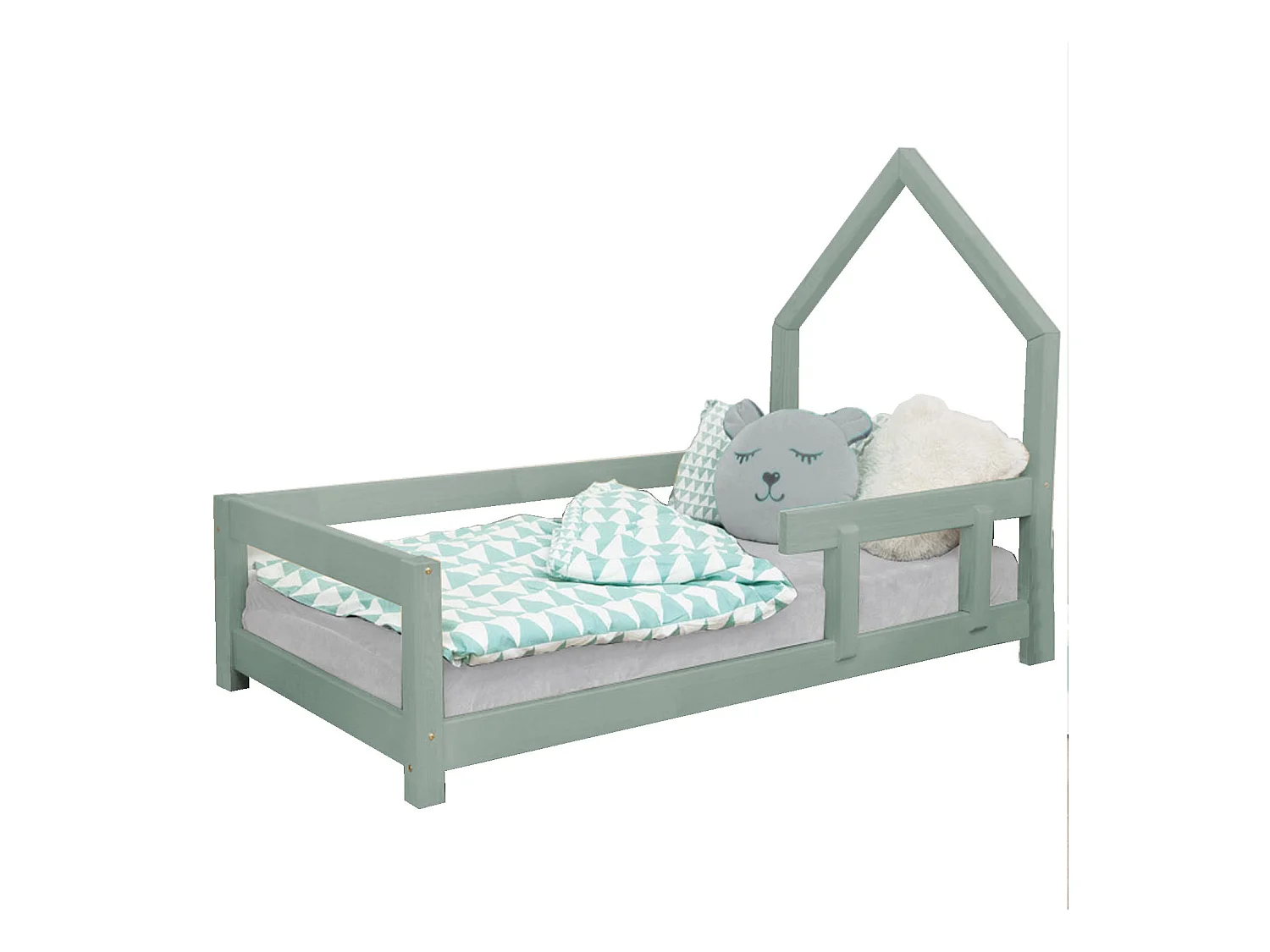 Lit cabane enfant POPPI 120 x 190 vert sauge 1