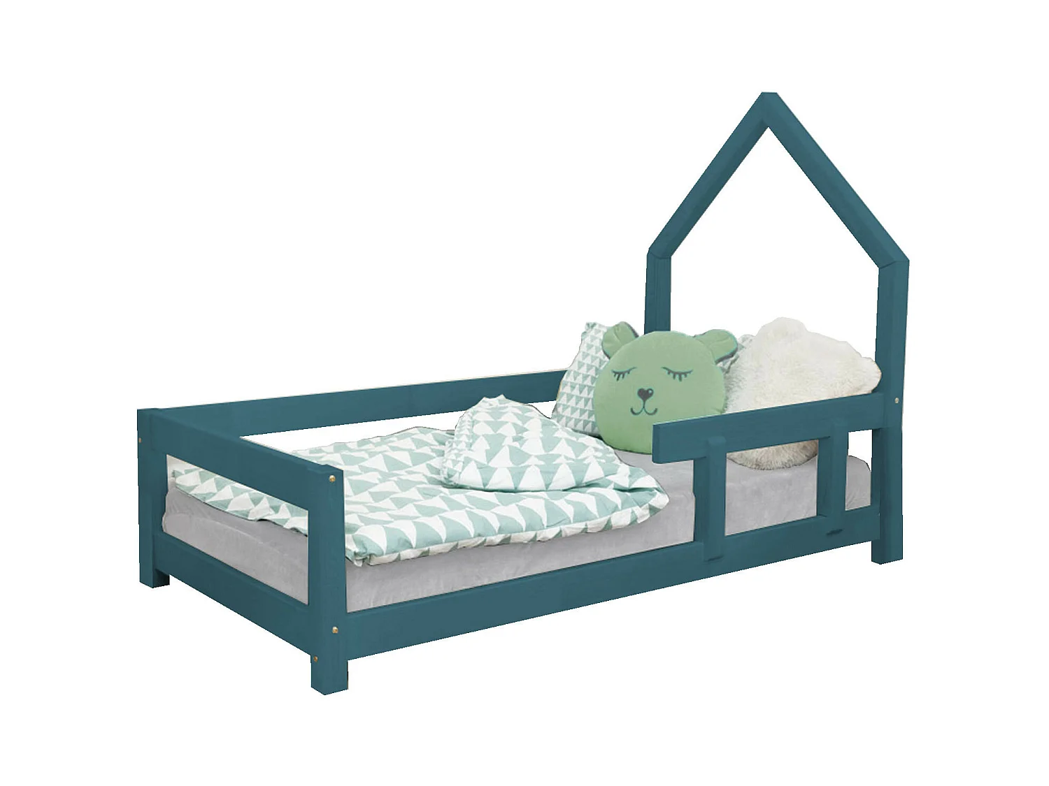 Lit cabane enfant POPPI 90 x 160 vert pétrole 1
