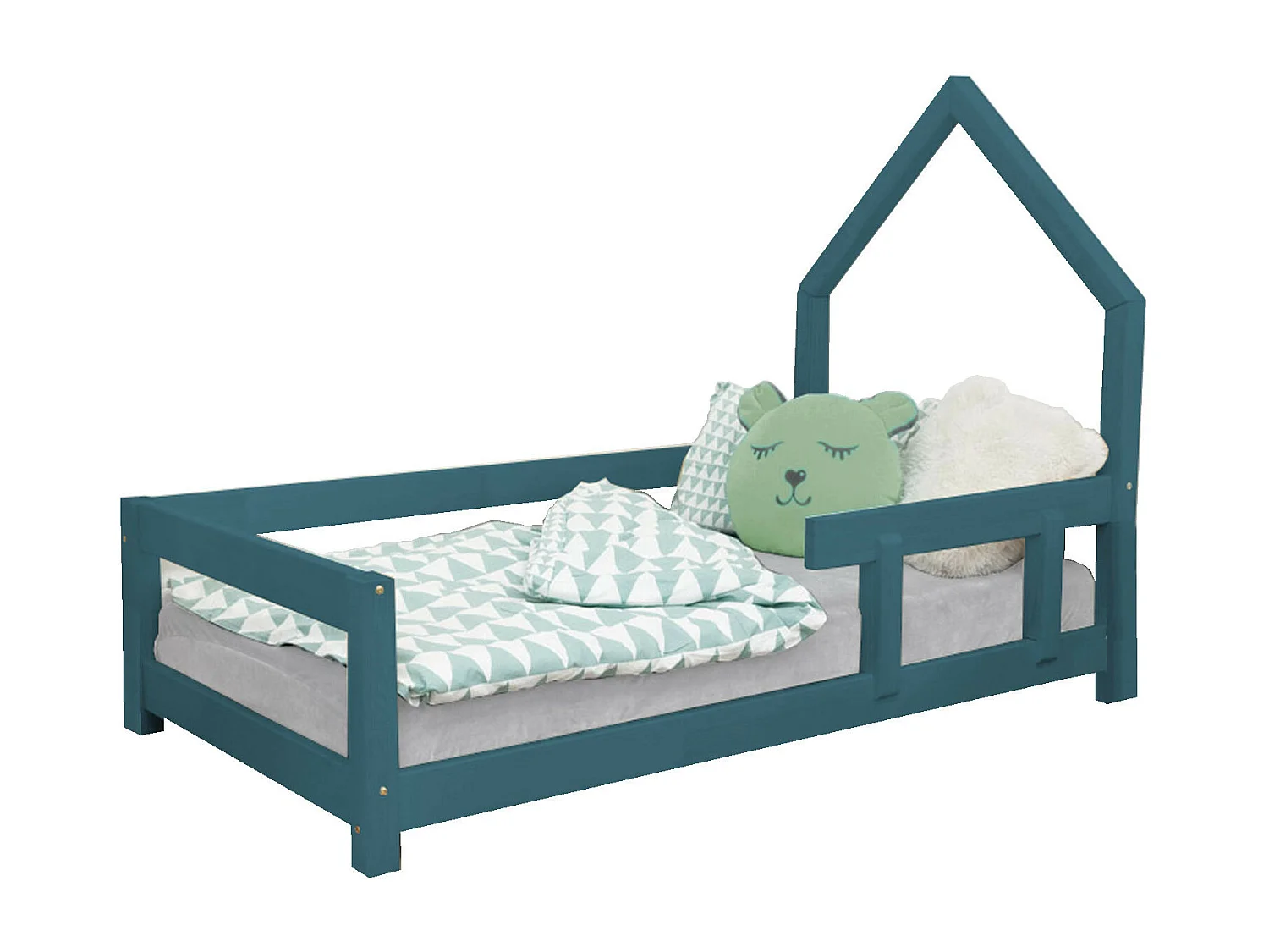 Lit cabane enfant POPPI 90 x 160 vert pétrole 1