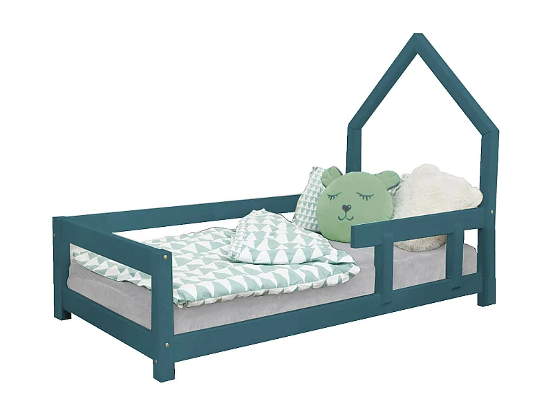 Lit cabane enfant POPPI 90 x 160 vert pétrole 1
