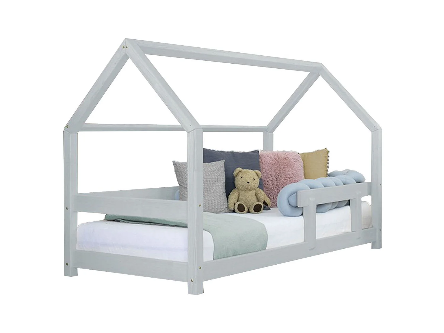 Lit cabane enfant TERY 90 x 200 gris clair