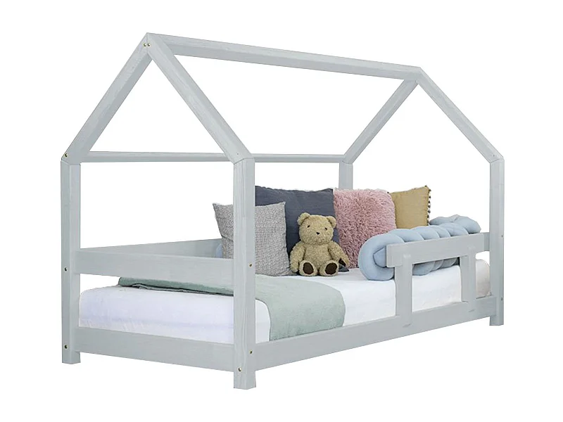 Lit cabane enfant TERY 90 x 200 gris clair