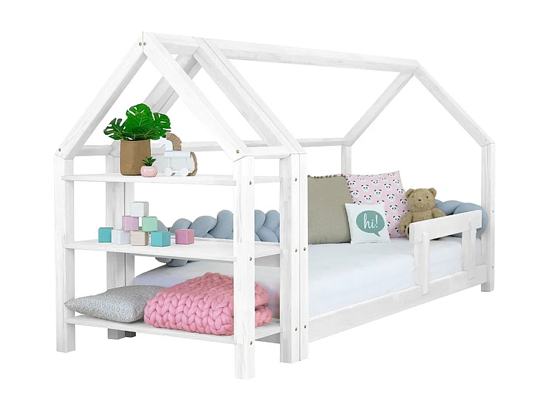 Kajuitbed met plank 120 x 200 wit