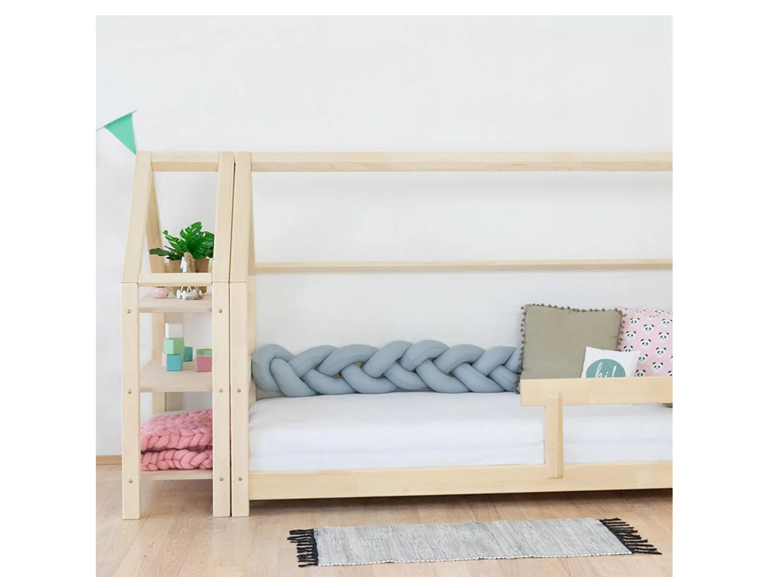 Kajuitbed met plank 120 x 180 wit