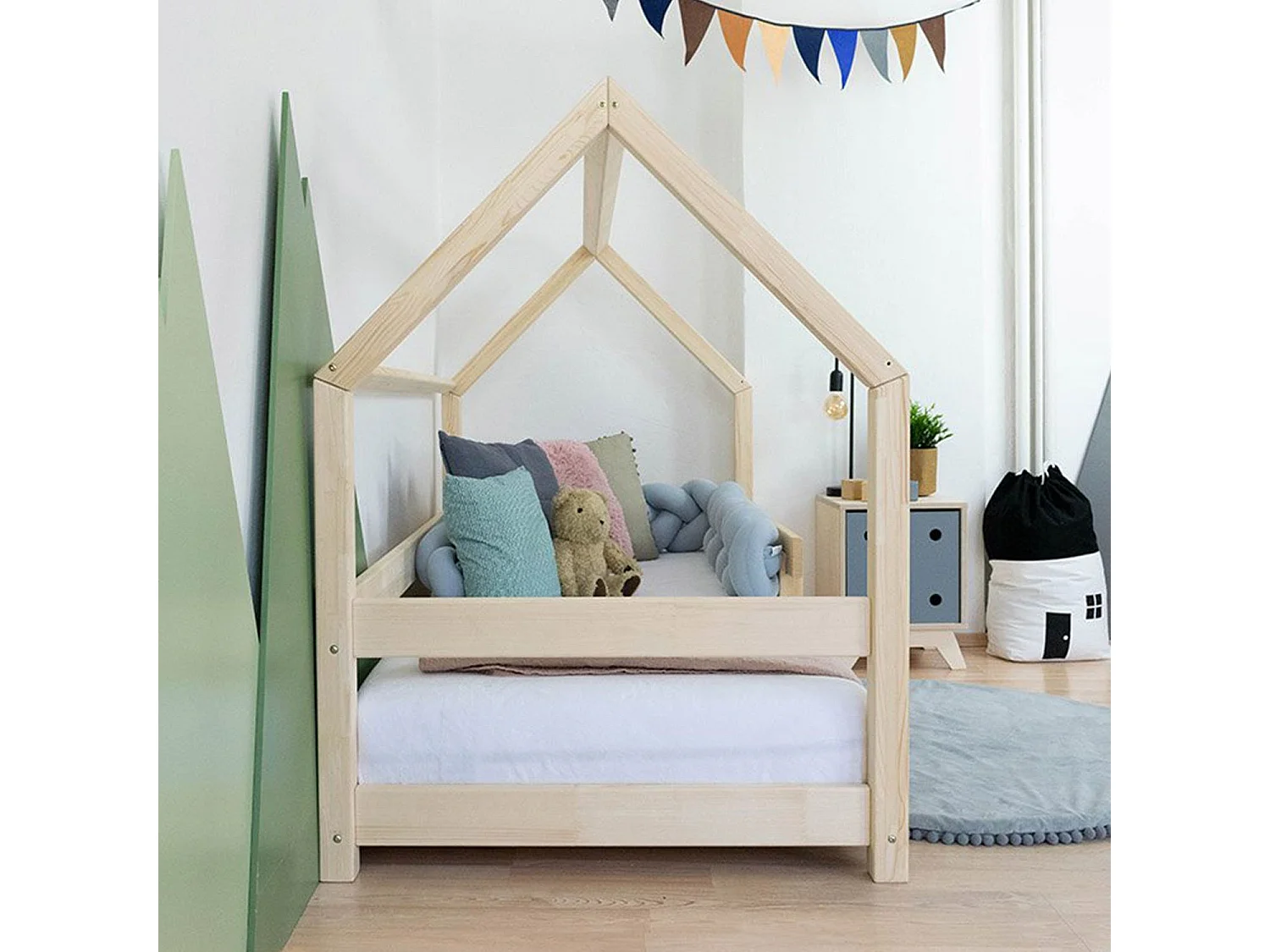 Kajuitbed met plank 120 x 180 wit