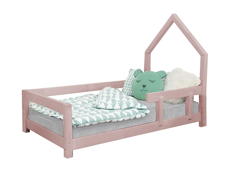 Lit cabane enfant POPPI 80 x 160 rose pastel 1