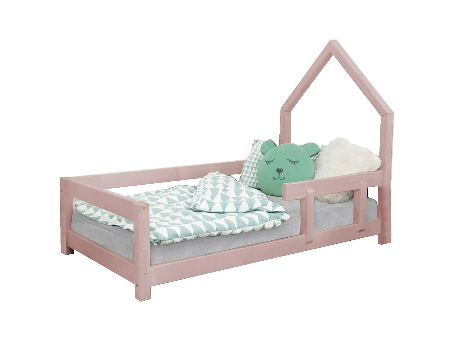 Lit cabane enfant POPPI 80 x 160 rose pastel 1
