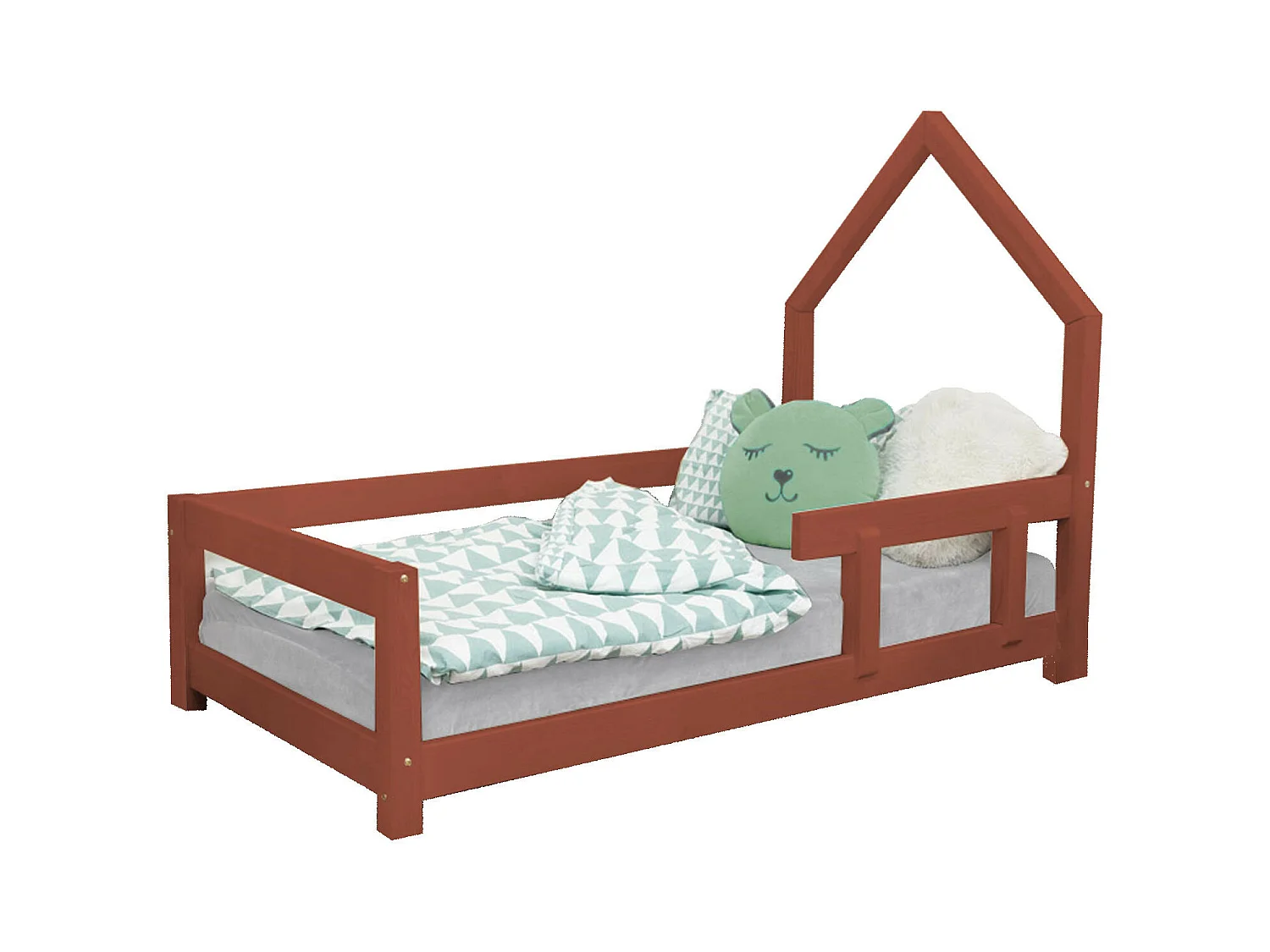 Lit cabane enfant POPPI 80 x 180 rouge brique 1