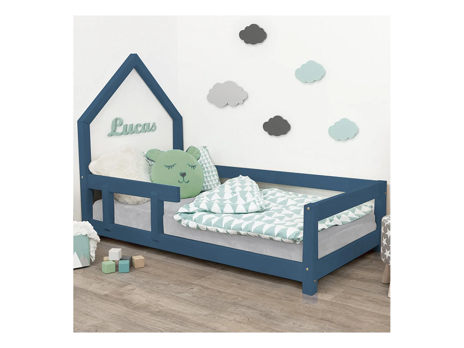 Lit cabane enfant POPPI 80 x 180 bleu marine 2