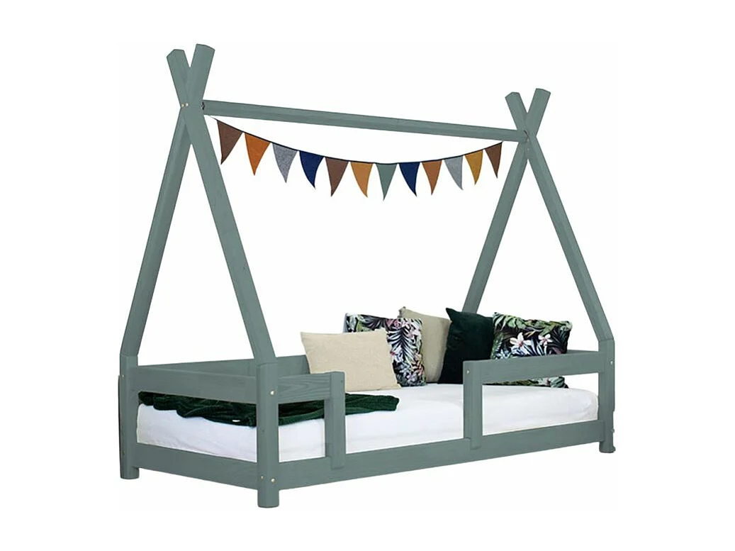 Lit cabane enfant NAKANA 90 x 190 vert sauge