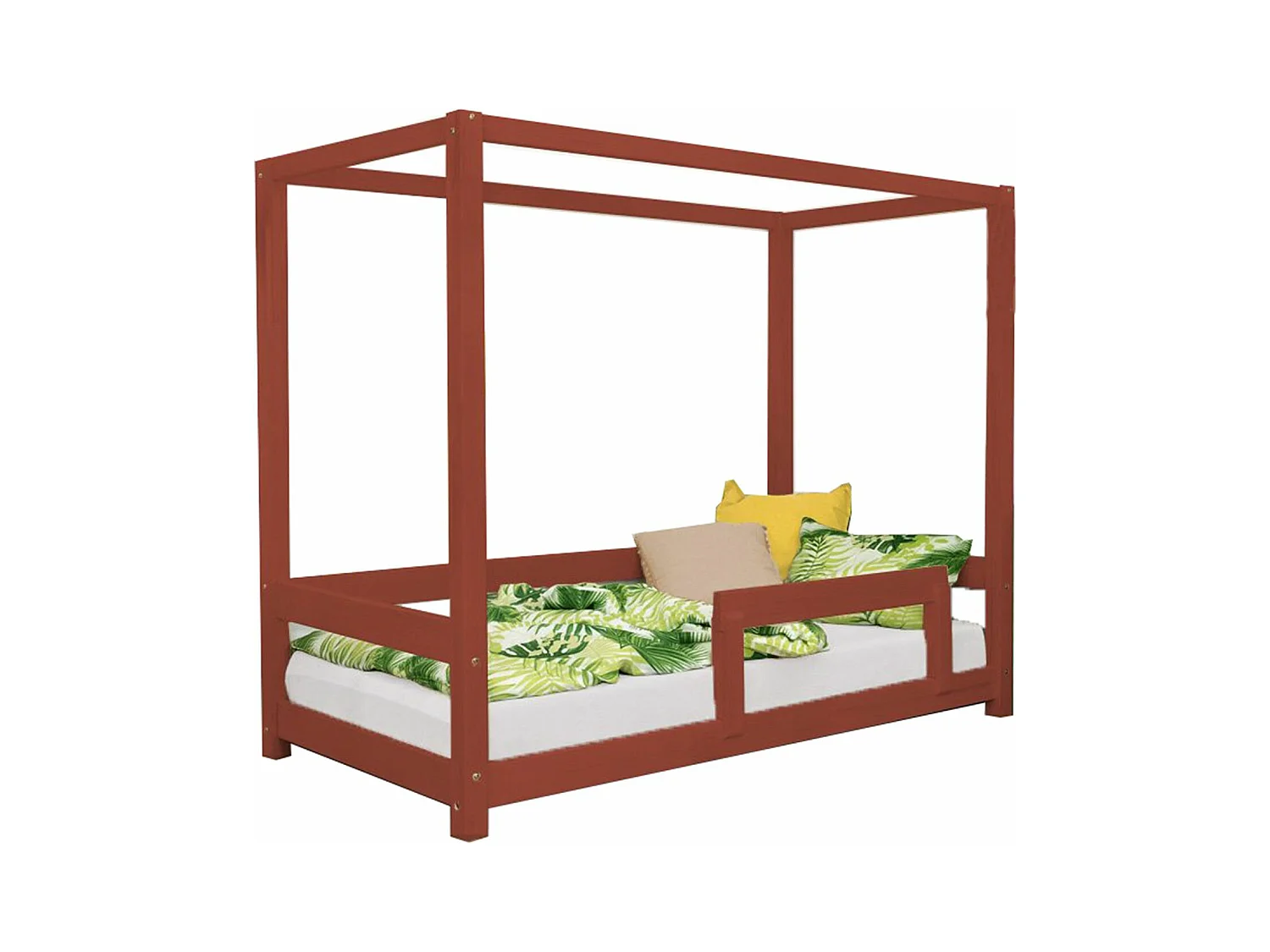 Lit cabane enfant BUNKY 120 x 180 rouge brique