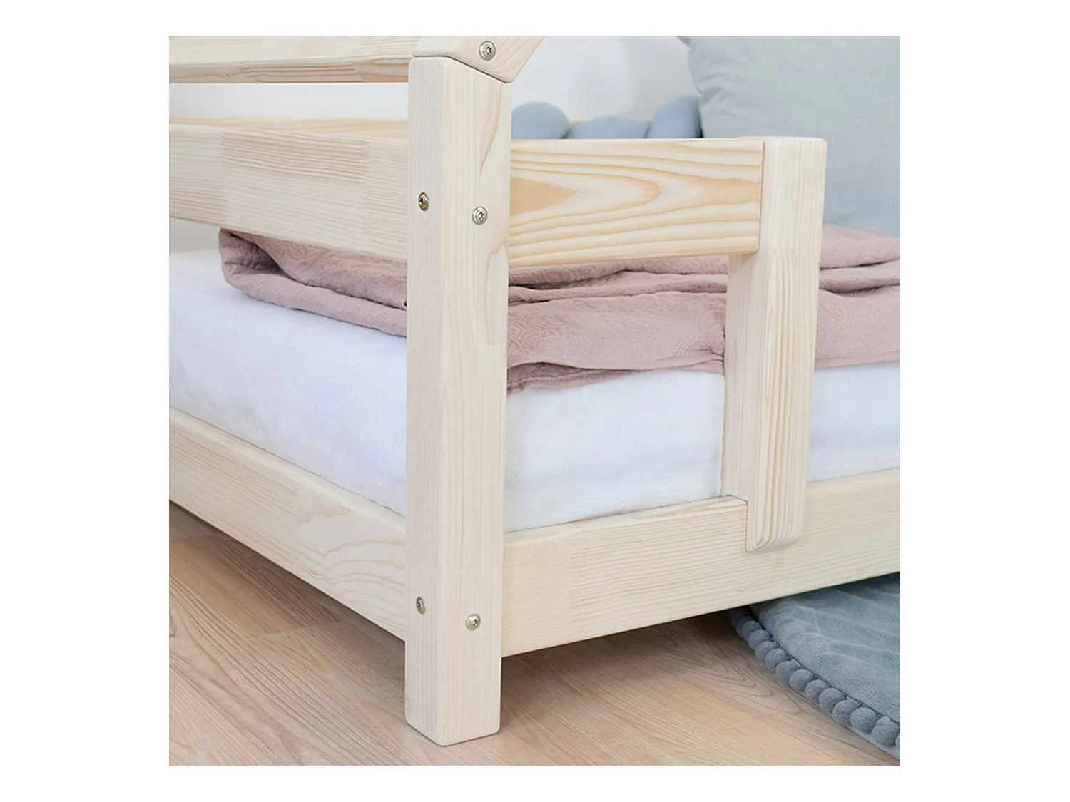 Lit cabane enfant TAHUKA 120 x 200 rose pastel