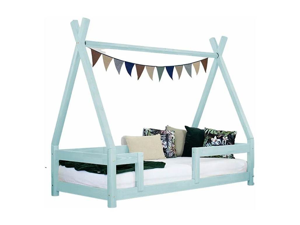 Lit cabane enfant NAKANA 120 x 200 bleu clair