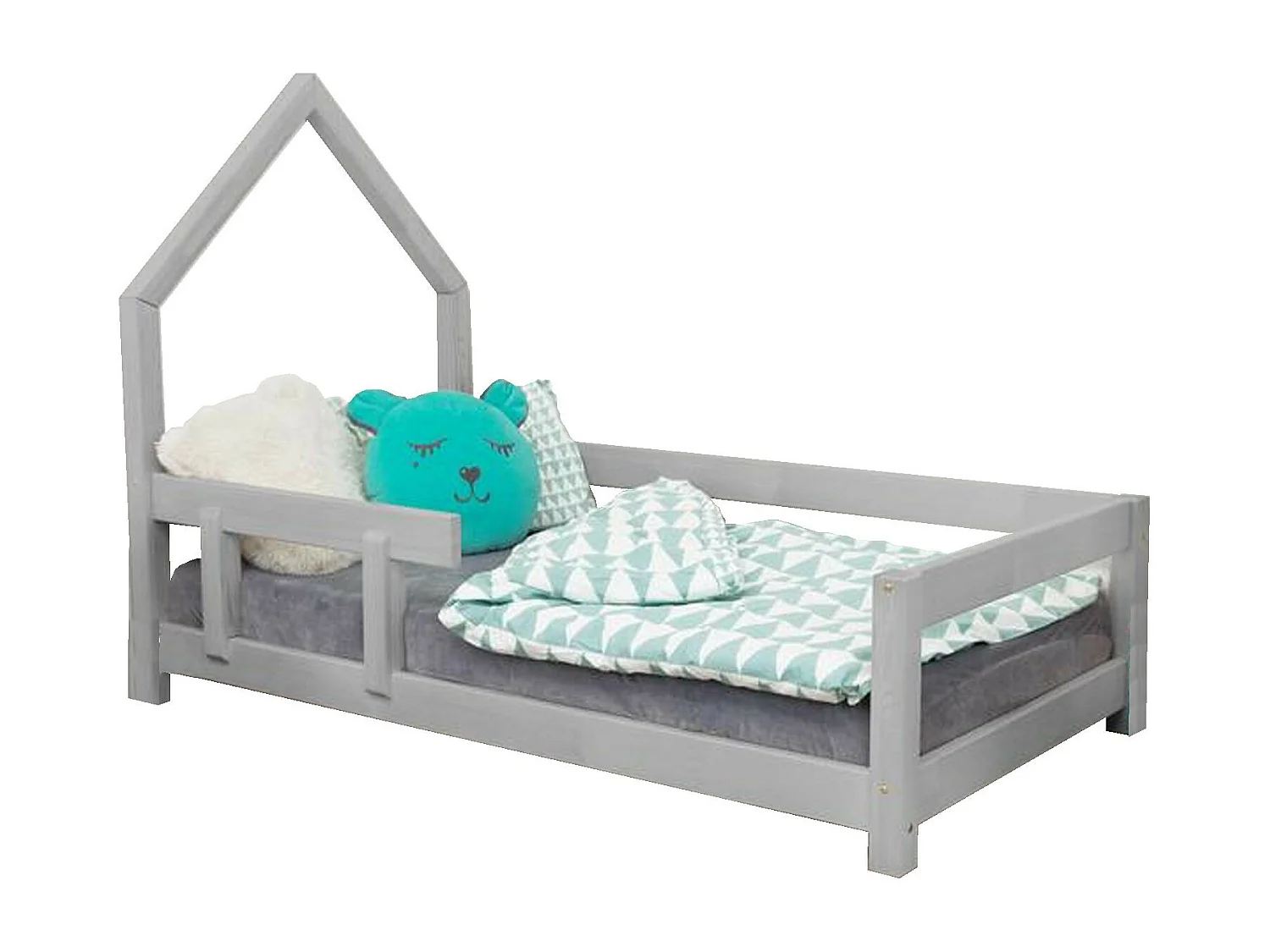 Lit cabane enfant POPPI 120 x 190 gris clair 2