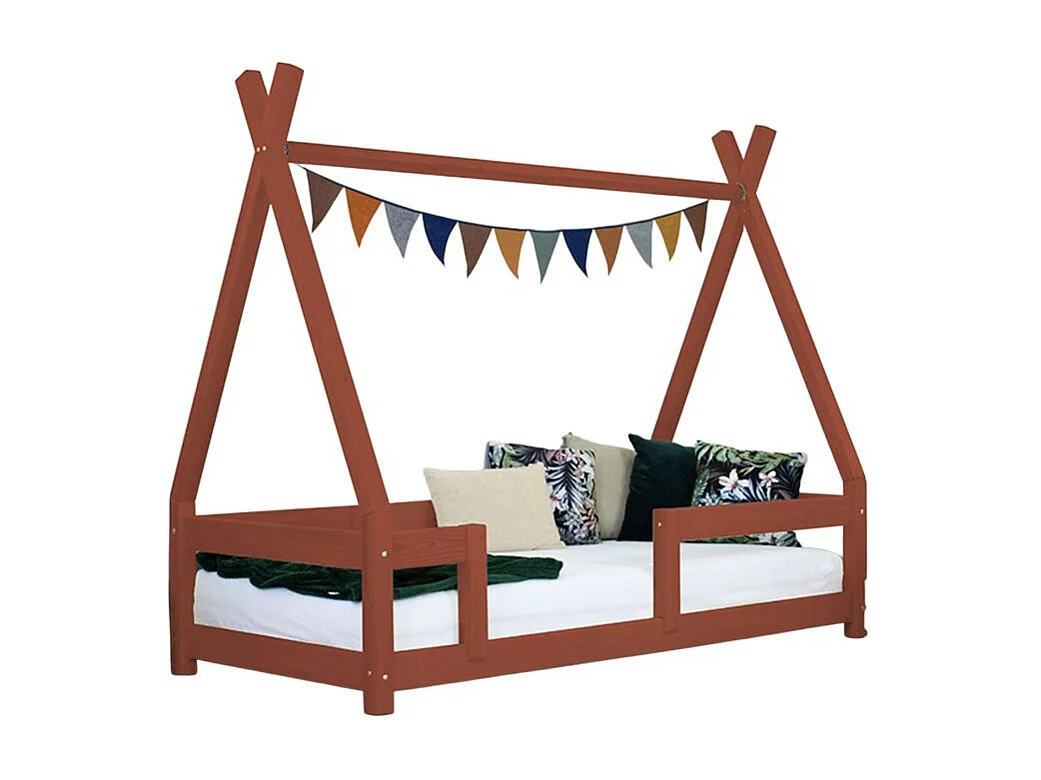 Lit cabane enfant NAKANA 80 x 180 rouge brique