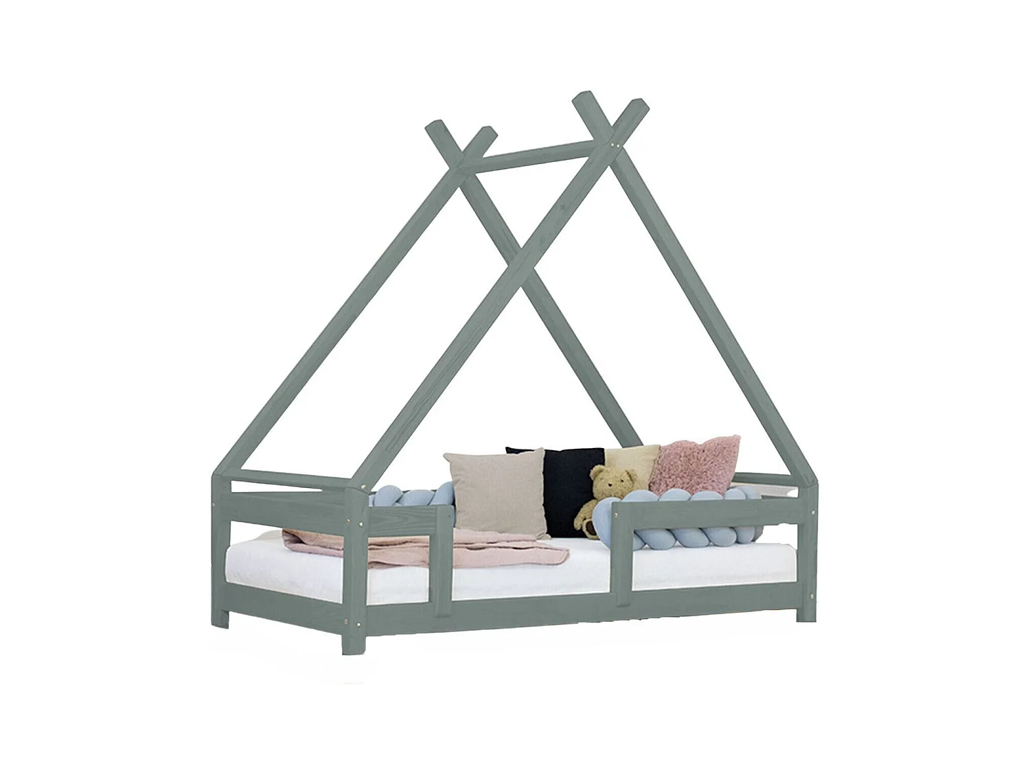 Lit cabane enfant TAHUKA 80 x 160 vert sauge