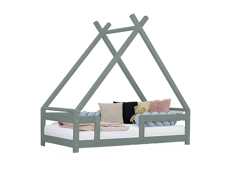 Lit cabane enfant TAHUKA 80 x 160 vert sauge