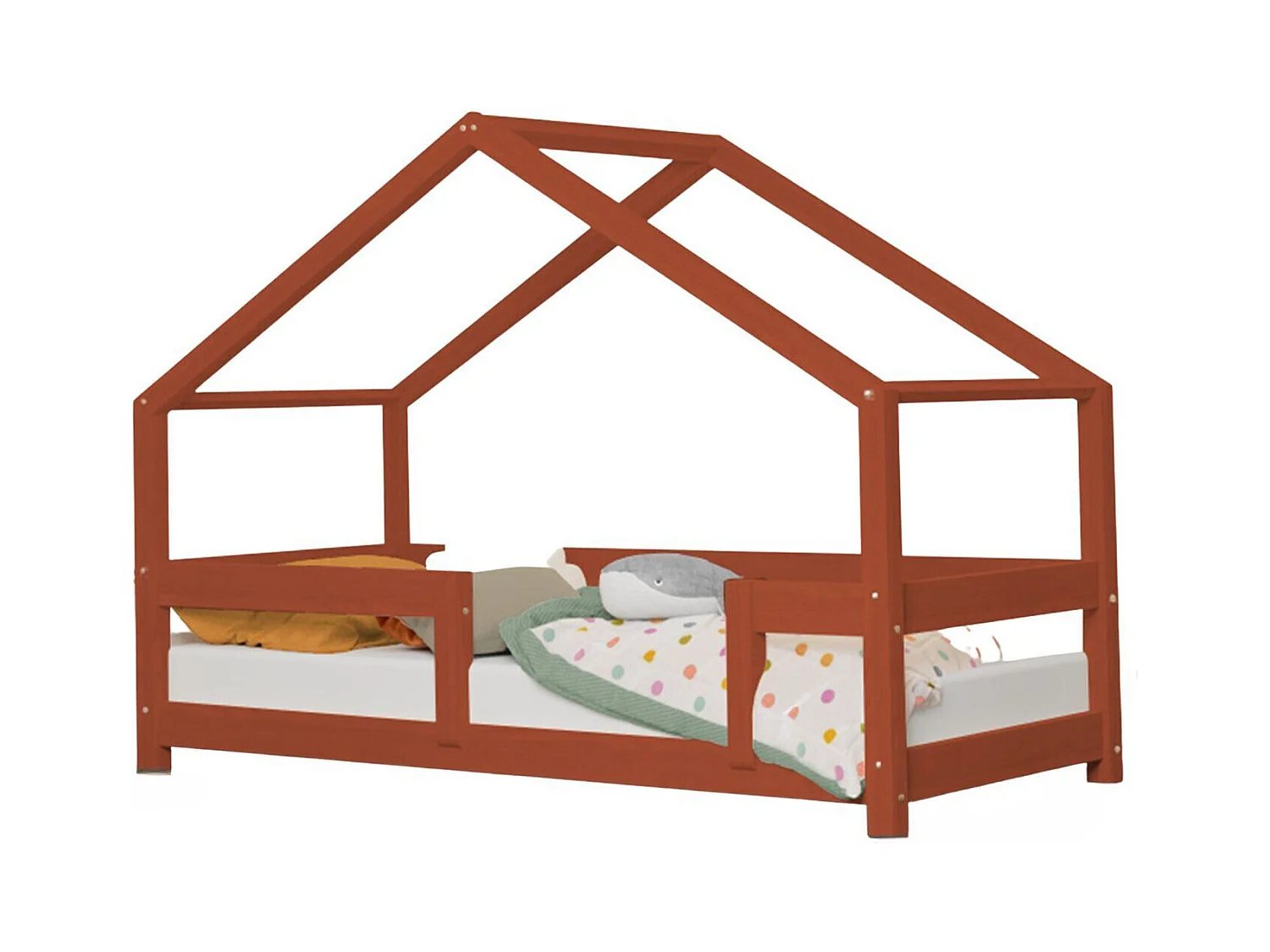 Lit cabane enfant LUCKY 80 x 160 rouge brique