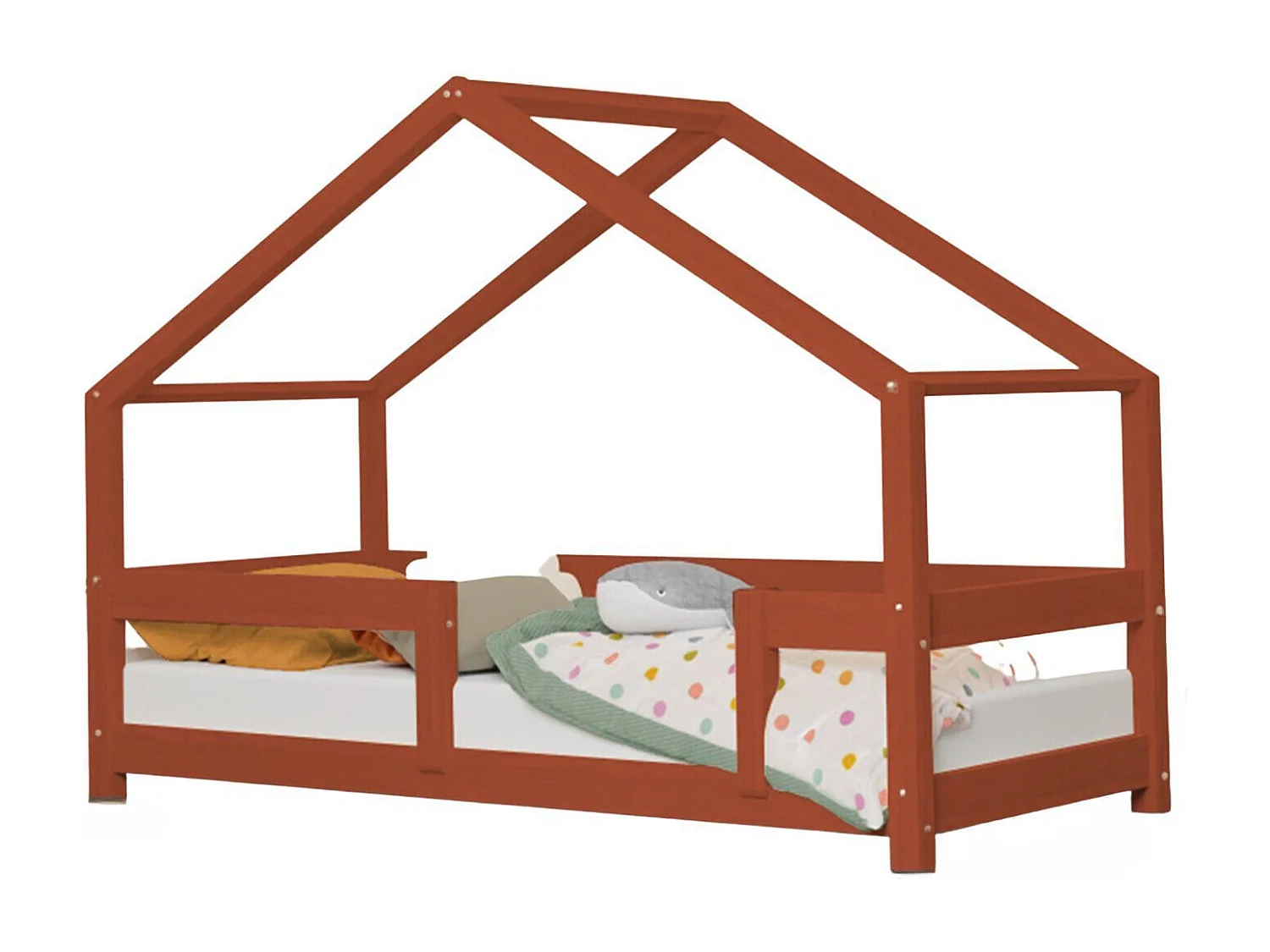 Lit cabane enfant LUCKY 80 x 160 rouge brique