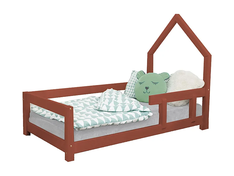 Lit cabane enfant POPPI 120 x 190 rouge brique 1