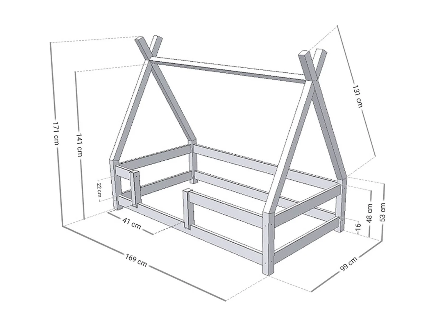 Lit cabane enfant NAKANA 90 x 160 vert sauge