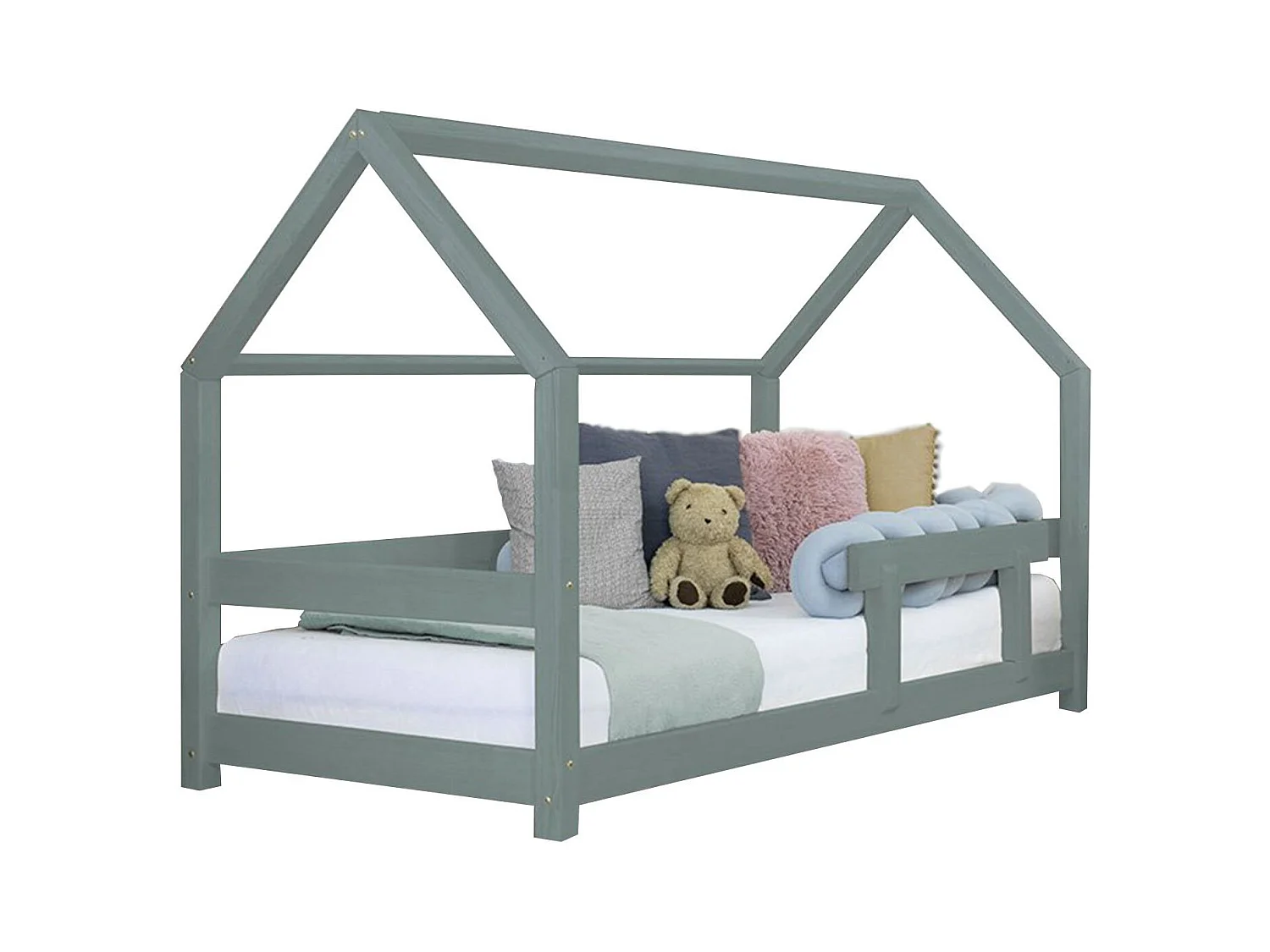 Lit cabane enfant TERY 140 x 200 vert sauge