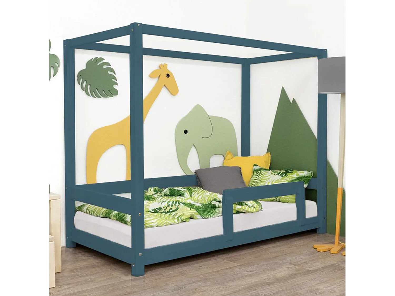 Lit cabane enfant BUNKY 80 x 180 vert pétrole