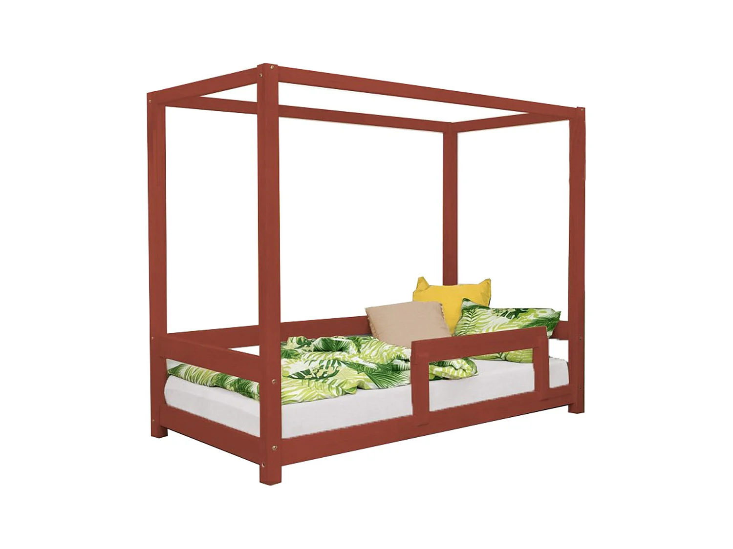 Lit cabane enfant BUNKY 90 x 190 rouge brique