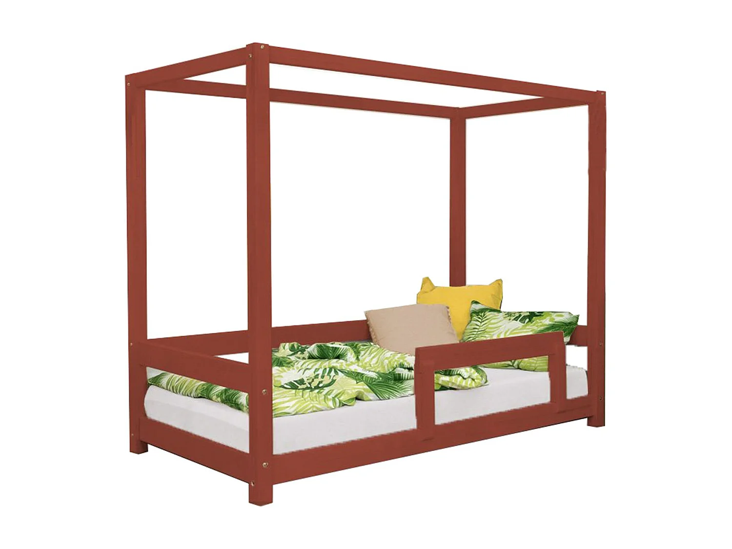 Lit cabane enfant BUNKY 90 x 190 rouge brique