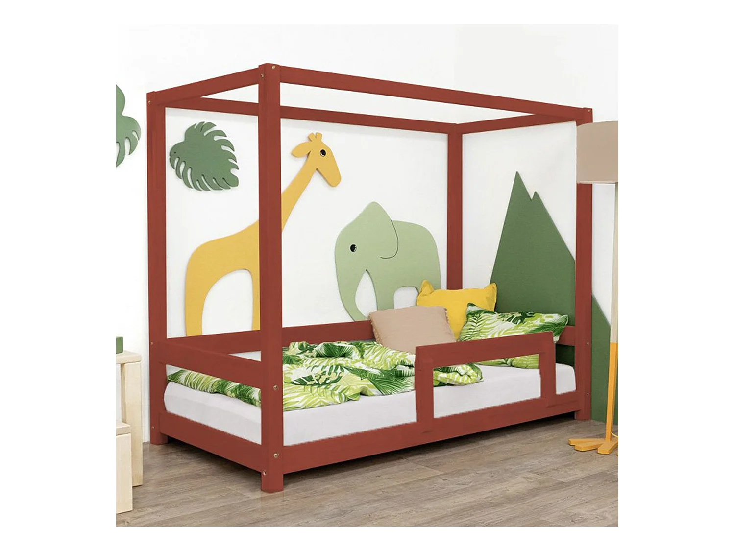 Lit cabane enfant BUNKY 120 x 200 rouge brique