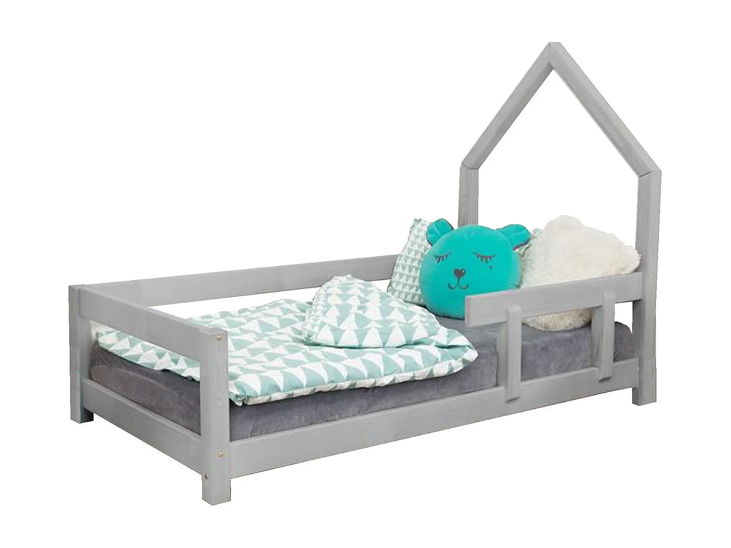 Lit cabane enfant POPPI 90 x 180 gris clair 1