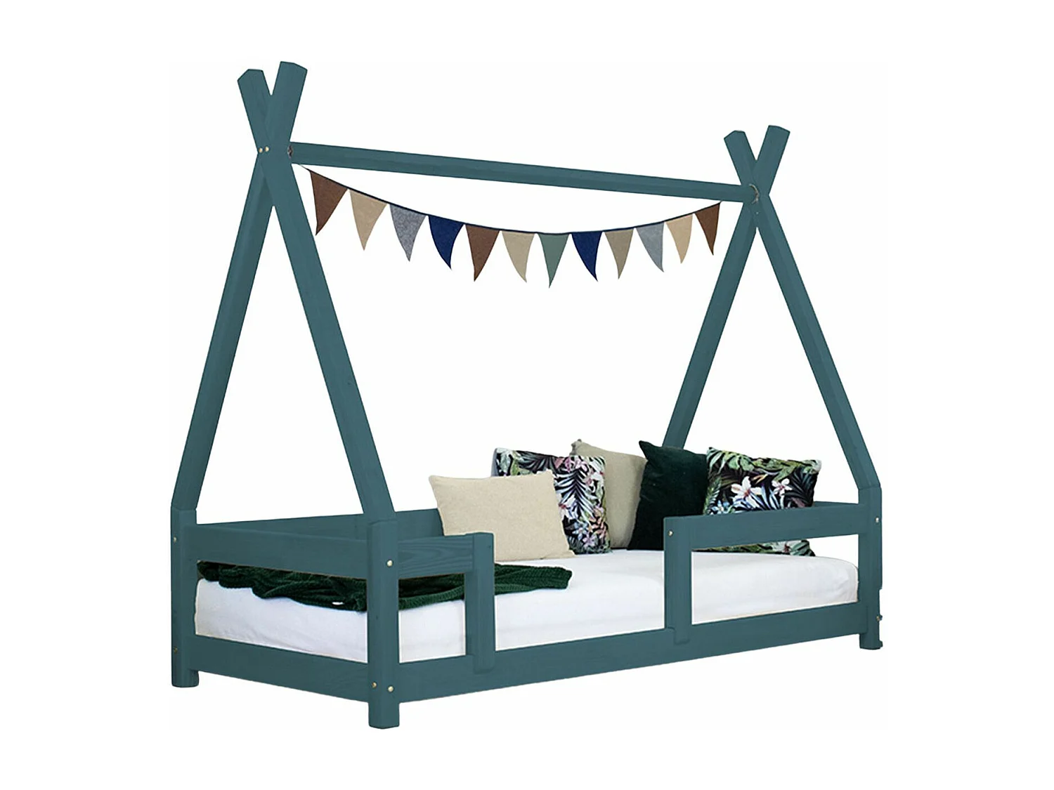 Lit cabane enfant NAKANA 140 x 200 vert pétrole