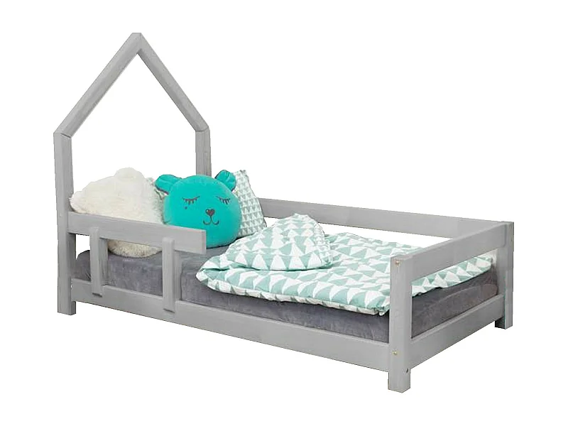 Lit cabane enfant POPPI 80 x 160 gris clair 2