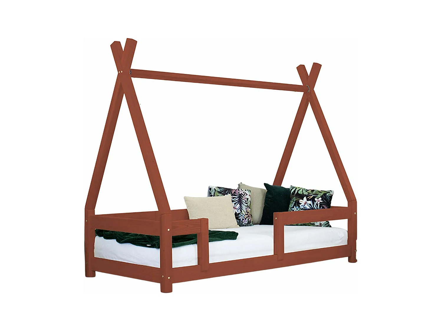Lit cabane enfant NAKANA 80 x 160 rouge brique