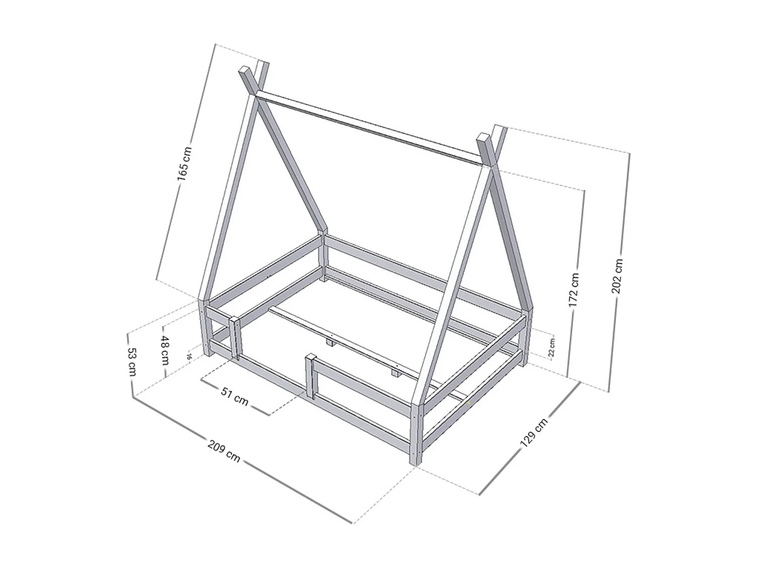 Lit cabane enfant NAKANA 120 x 200 vert pétrole