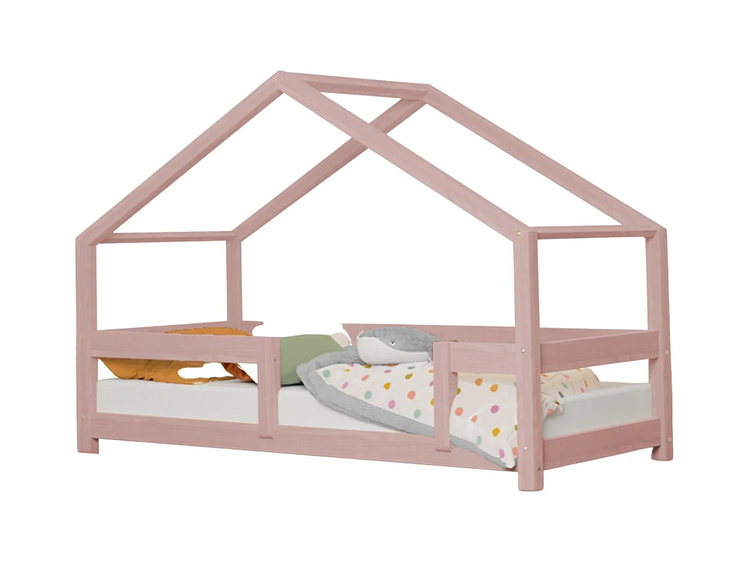 Lit cabane enfant LUCKY 120 x 200 rose pastel