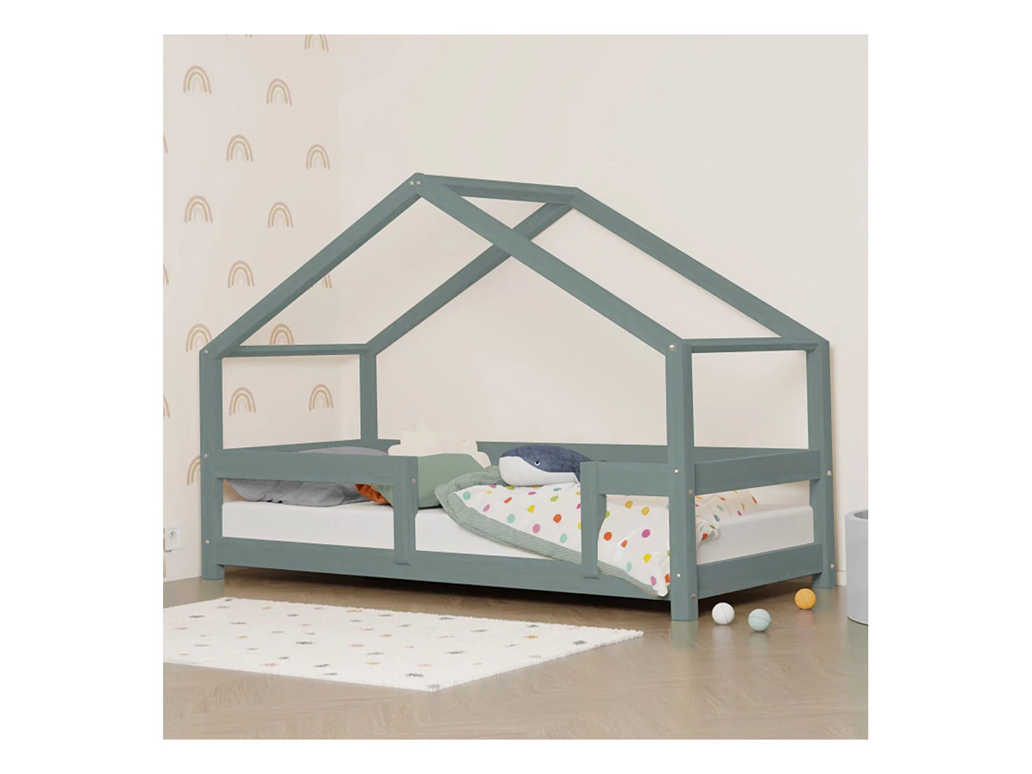 Lit cabane enfant LUCKY 90 x 180 vert sauge