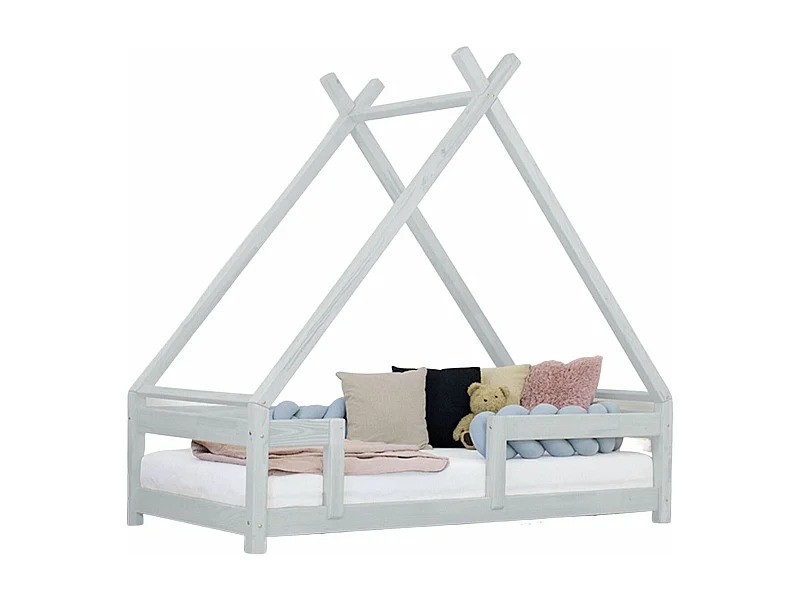 Lit cabane enfant TAHUKA 90 x 200 gris clair