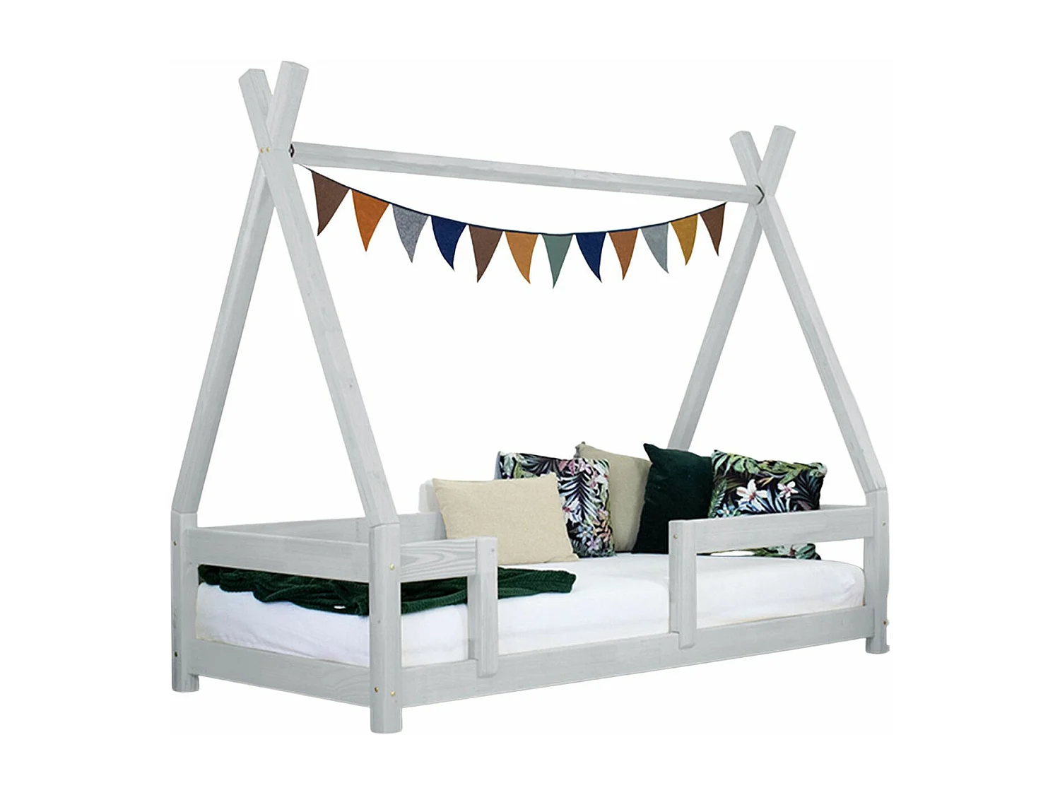 Lit cabane enfant NAKANA 140 x 200 gris clair