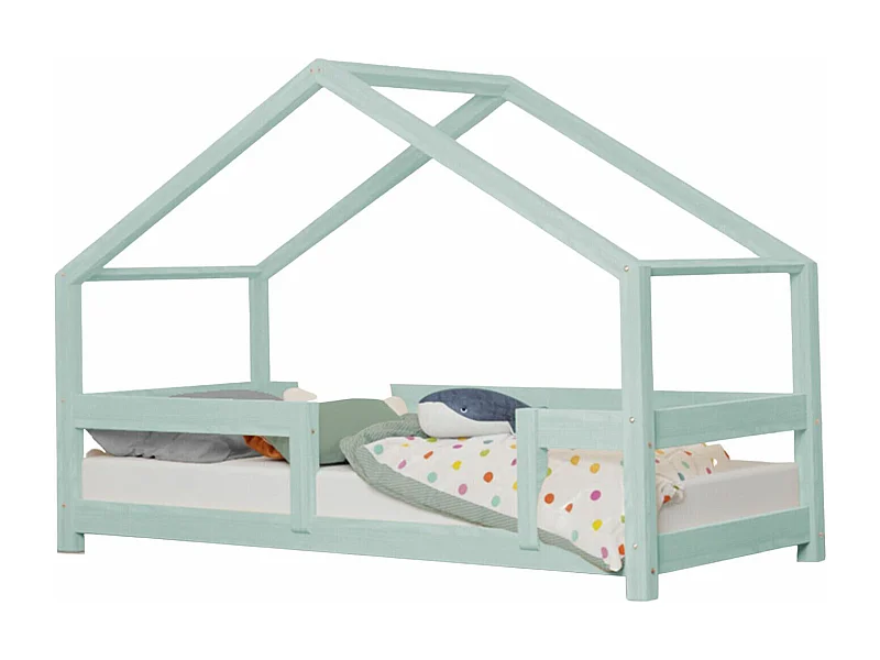 Lit cabane enfant LUCKY 80 x 160 bleu clair