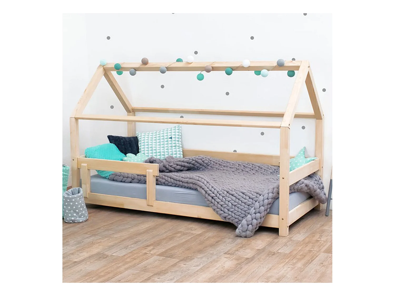 Lit cabane enfant TERY 120 x 200 bleu clair