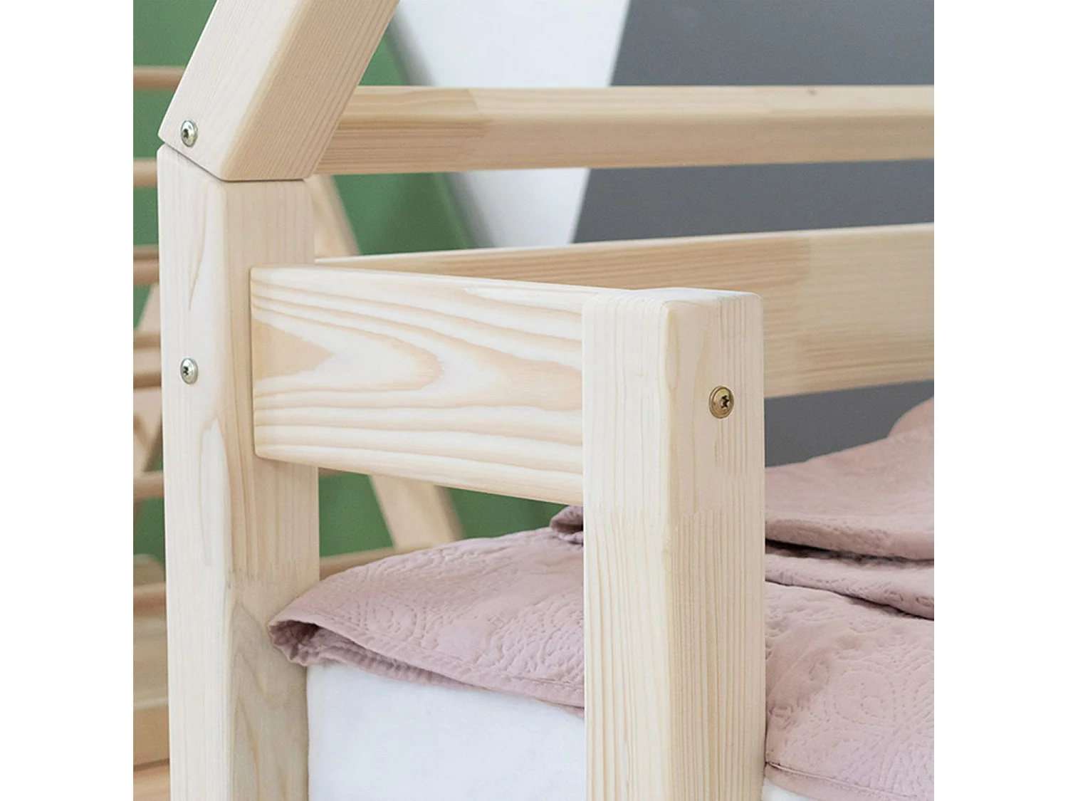 Lit cabane enfant TAHUKA 120 x 200 vert pétrole