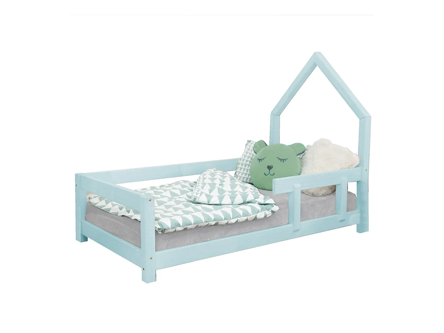 Lit cabane enfant POPPI 120 x 180 bleu clair 1
