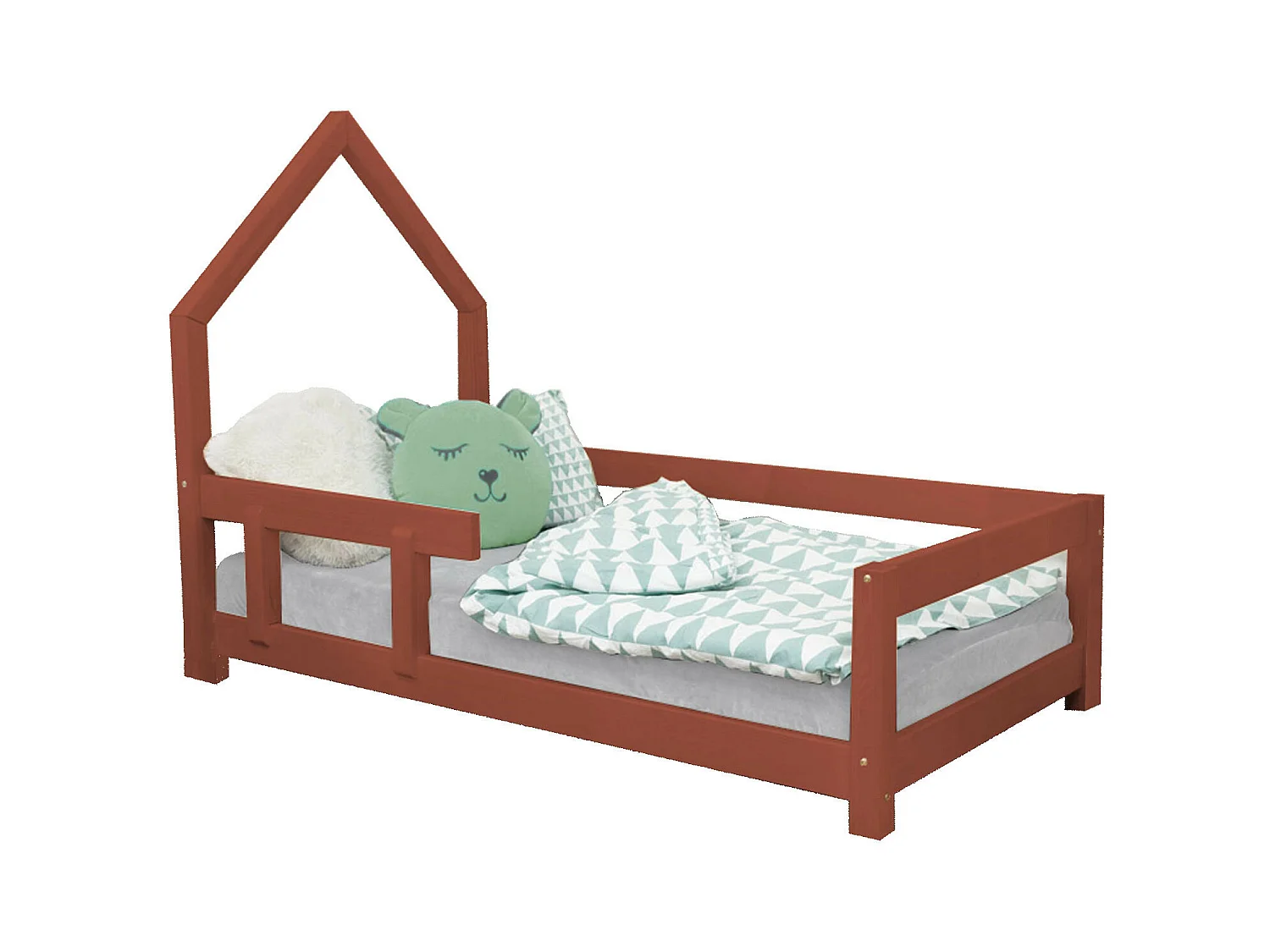 Lit cabane enfant POPPI 120 x 190 rouge brique 2