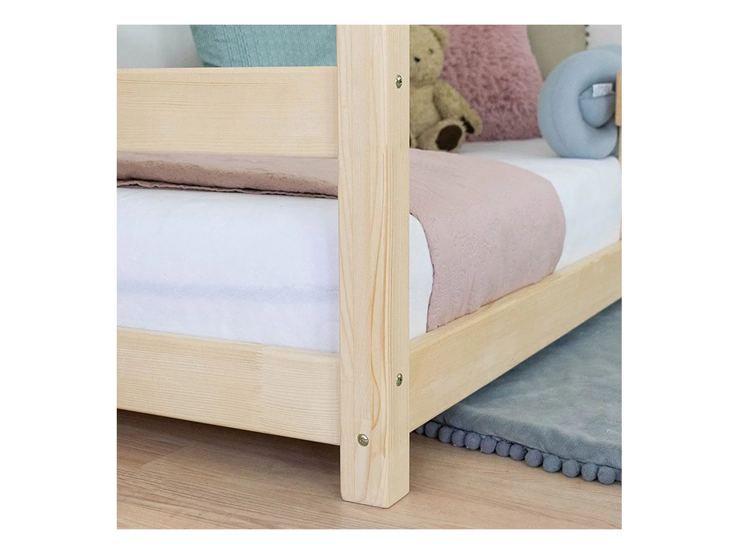 Lit cabane enfant TERY 120 x 200 gris clair