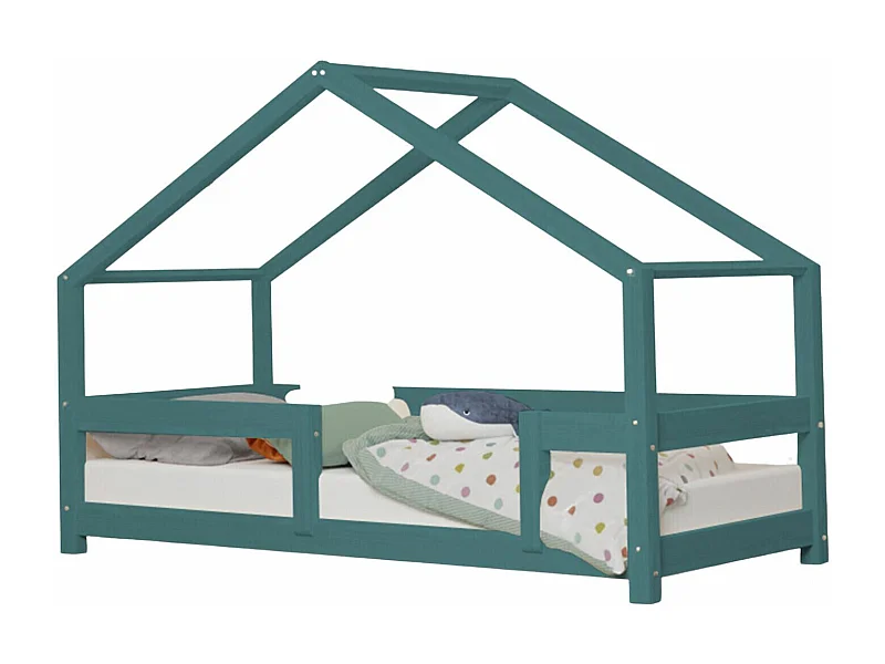 Lit cabane enfant LUCKY 80 x 180 vert pétrole